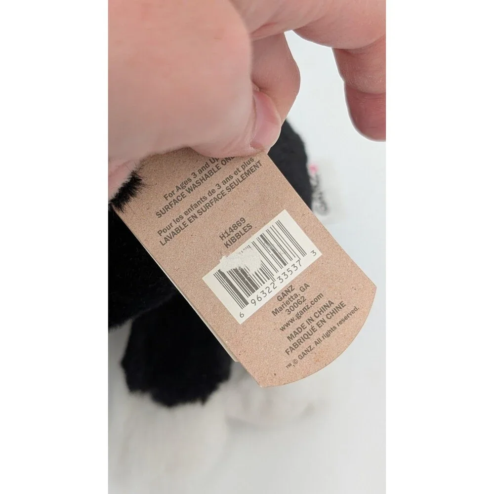 Get Your Hands On A Ganz Black and White Tuxedo Cat Plush 7” Blue Eyes Pink Nose